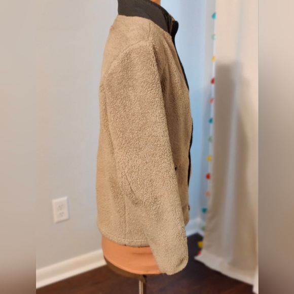 North Face full zipper  fuzzy Sherpa teddy bear popover jacket gray on gray  S - Picture 4 of 7